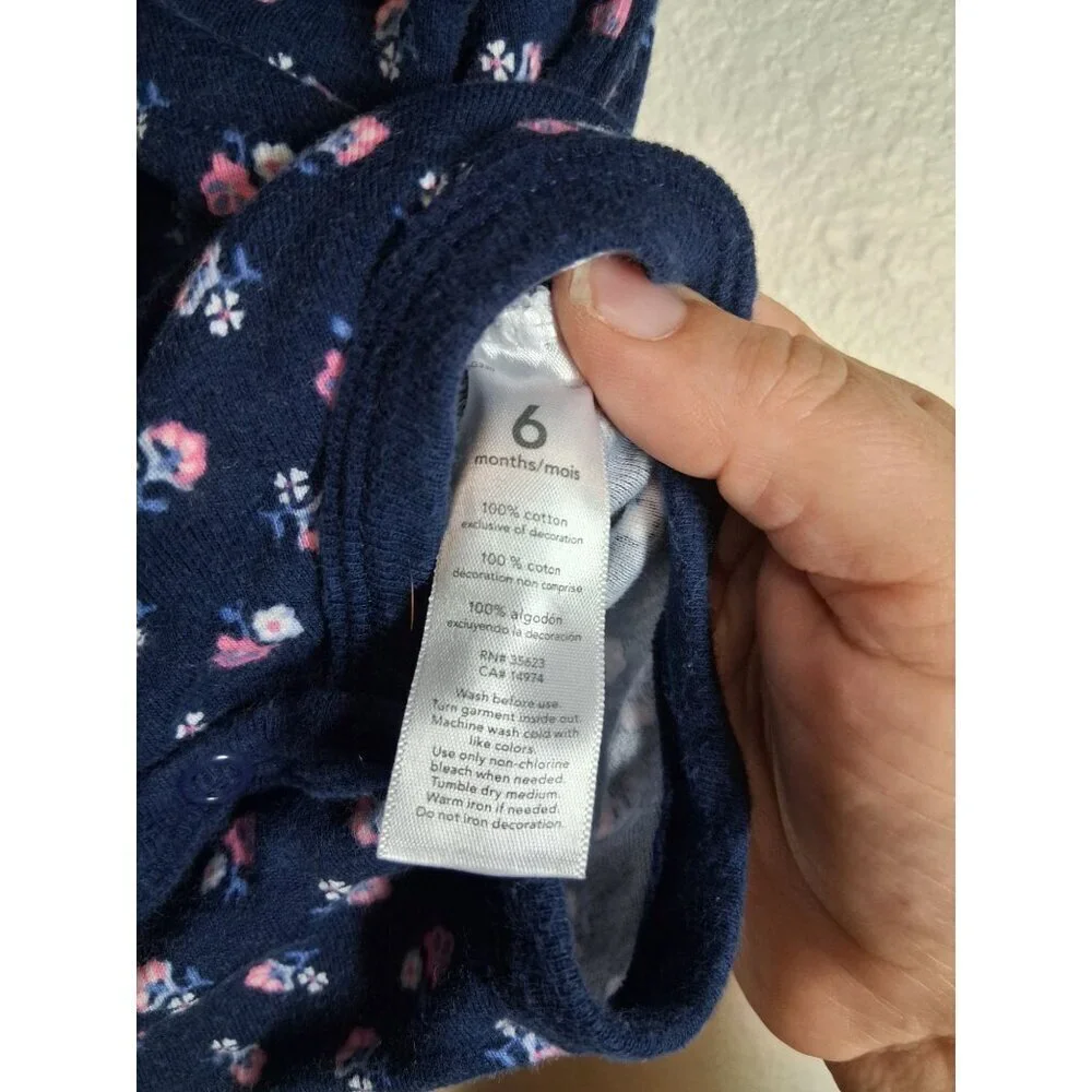 Carter's Bodysuit Top Baby Infant Floral Cottage Boho Girls Size 6 Months Blue